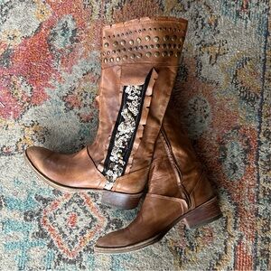 Barney’s NY Studded Sequin Leather Western Cowboy Festival Concert Boots